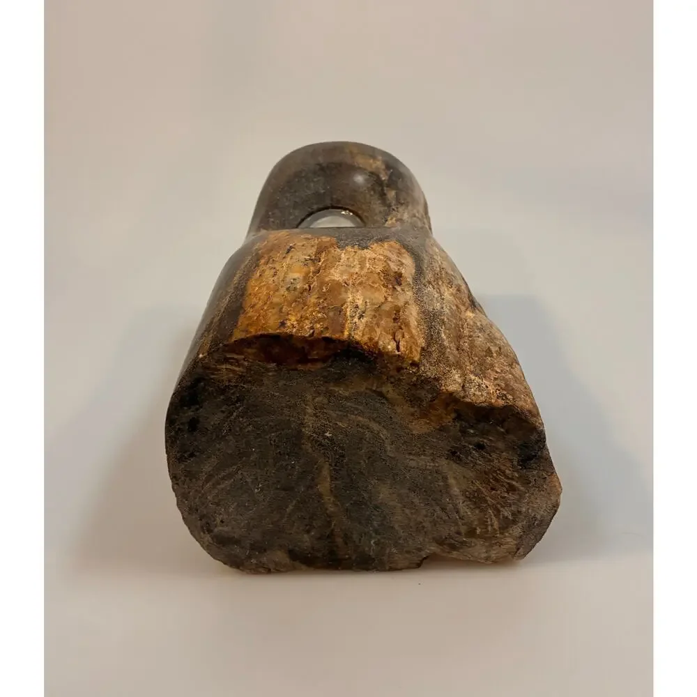Large Heavy Petrified Wood Candle Holder Raw Bark 10lb+